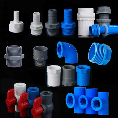 £1.55 • Buy PVC Water Supply Pipe BSP Threaded Fittings Adapter Joint Various Sizes - 3Color