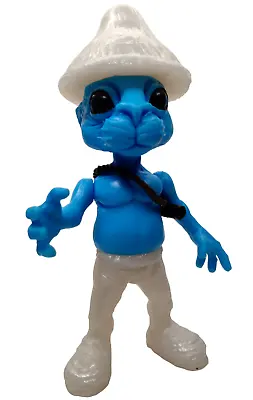 Blue Cat With Mushroom Hat  7  Hard Plastic Mexican Toy Figure • $24.99