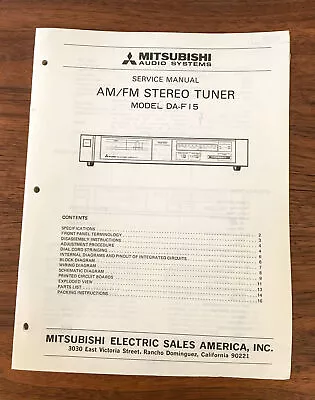 Mitsubishi DA-F15 Tuner Service Manual *Original* • $19.89