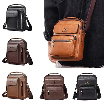 Mens Leather Sling Shoulder Bag Organizer Purse Multi Pockets Crossbody Handbag • $16.90
