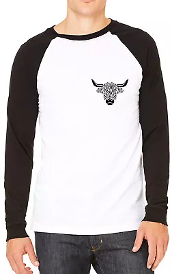 Highland Cow Breast Print Mens Womans Funny Unisex Pocket Baseball T-Shirt • £13.99