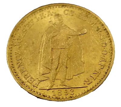 Hungary 1893 Gold 20 Corona AU • $540