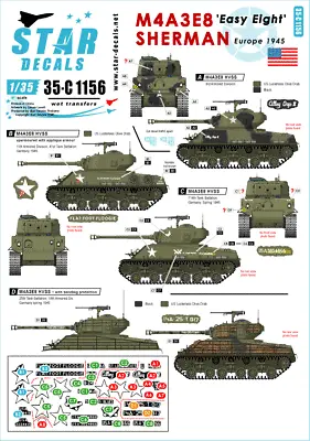 Star Decals 35-C1156  The Easy Eight In Europe 1945. M4A3E8 'Easy  SCALE 1/35 • £8.49