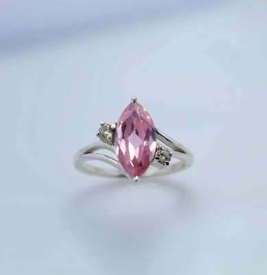 2Ct Marquise Cut Lab Created Pink Sapphire Diamond Ring 14K White Gold Plated • $83.99