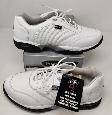 Men’s Etonic Classic Leather Athletic Comfort Golf Shoes White 10.5 M Spike • $49.88