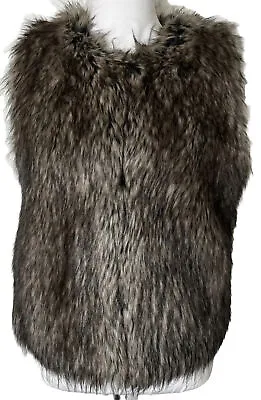 Vince Large Vest Faux Fur Brown Soft Sleeveless Jacket Event Designer Outdoor • $14.99