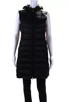 S Max Mara Womens Front Zip Reversible Mink Fur Trim Vest Jacket Black Size 2 • $350.99