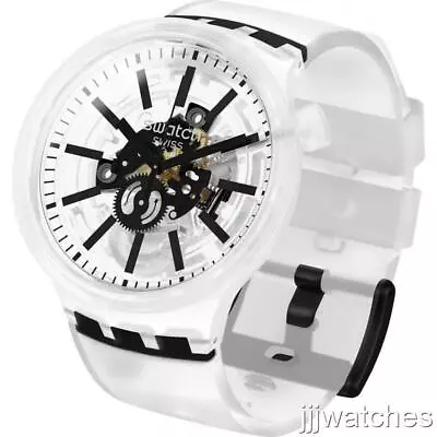 New Swiss Swatch BLACKINJELLY Semi-Transparent Silicone Watch SO27E101 $120 • $96