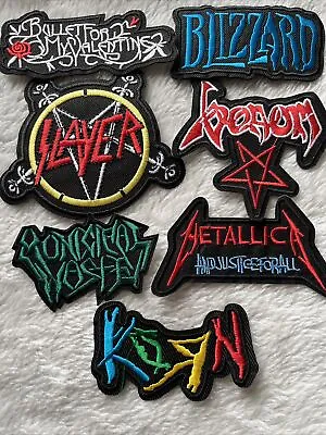 7 Job Lot HEAVY Thrash Metal ROCK BANDS  Music Iron On Cloth Embroidered Patches • £7.50