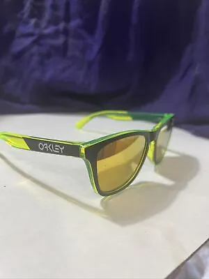 OAKLEY Frogskins OO9245-8654 Neon Green 24K Iridium Sunglasses Rare Limited • $94.24