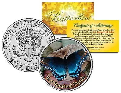 $8.95 • Buy RED SPOTTED PURPLE BUTTERFLY JFK Kennedy Half Dollar US Colorized Coin