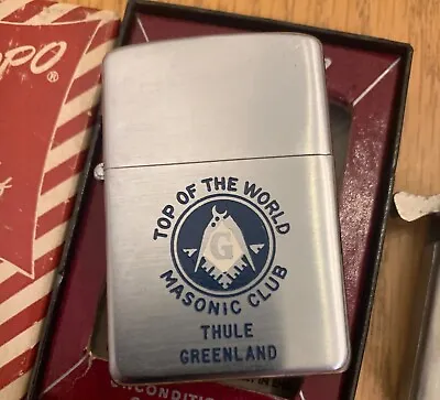 Rare Vintage Masonic Greenland Zippo Lighter Never Used In Candy Stripe Box • $499.99