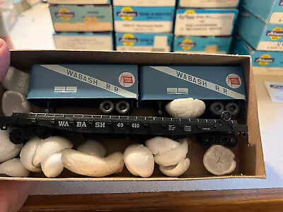 ATHEARN HO R-T-R  WABASH FLAT #40610 & 2 TRAILERS  KDs OB • $16.99