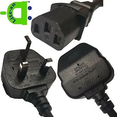 £1.49 • Buy Kettle Lead Power Cable UK Plug 3Pin IEC C13 Cord Lot For Printer TV Monitor PC 