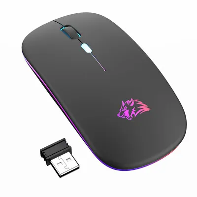 £7.39 • Buy Slim Silent Rechargeable Wireless Mouse RGB LED Mice USB Receiver For Laptop PC