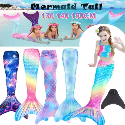 1/3 Set Kids Girl Mermaid Tail Swimmable Bikini Set Swimsuit Swimming Costume UK • £15.82
