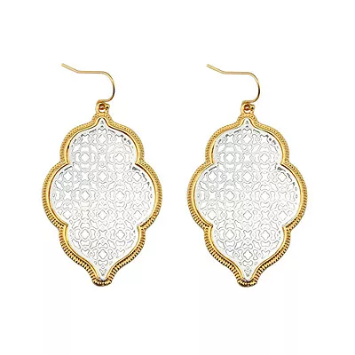 Gold Plating Filigree Moroccan Drop Statement Earrings For Women Jewelry • $2.09