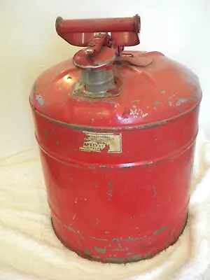 Vintage Red Metal 5 Gallon Safety Gas Can Underwriters Laboratories • $18