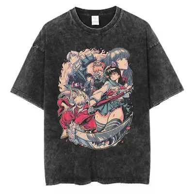 New Inuyasha Vintage T-shirts Anime Printed Unisex Men Women Cosplay Tees Summer • $25.99