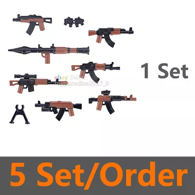 Military Weapon Pack RPG AK Rifle Machine Gun Building Blocks Toy Figures Set • $14.05