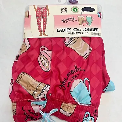 Womens XS S M L Coffee Themed Sleep Joggers W/ Tie Pajama Pants • $13.59