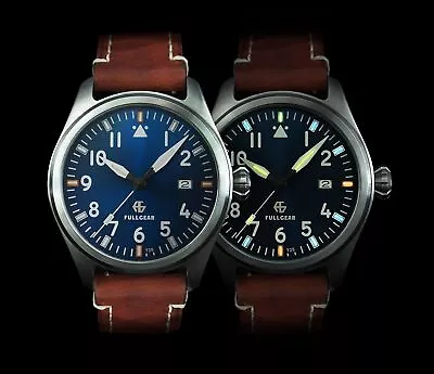 FullGear Pioneer Navigator Tritium Leather Strap 43mm Case Automatic Pilot Watch • $332