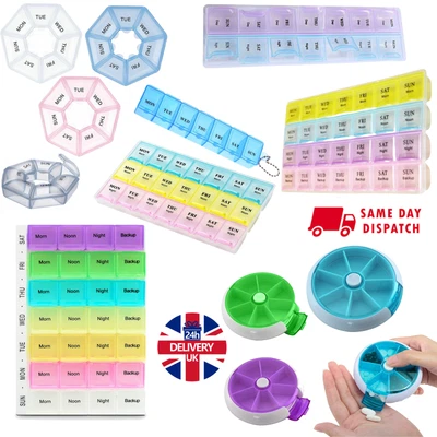£1.79 • Buy 7Day Pills Box Medicine Tablet Dispenser Organizer Weekly Storage Case AM/PM Uk