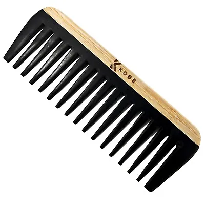 Kobe Afro Comb Detangling & Wide Tooth 10cm Curly Hair Extension Styling Bamboo. • £4.99