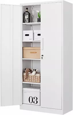 71H Metal Storage Cabinet With Locking Doors File Cabinet For Garage Home Office • $145.99