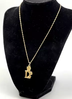 Vintage Napier Gold Tone Lion Pendant With Initial L With 16  Bar Link Chain • $14.99