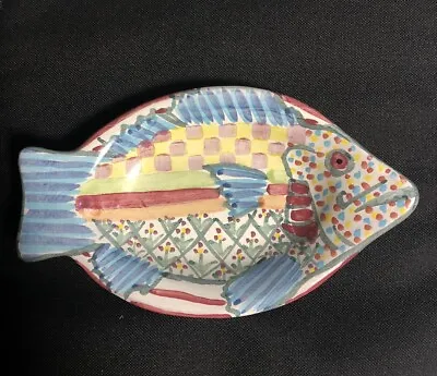 Vintage Early Mackenzie Childs 1994 Fish 7.75” Plate Dish Victoria & Richard • $49.95