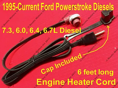 Ford Powerstroke Diesel 7.3 6.0 6.4 6.7 L Block Heater Cord W/ Cap F350 F250 • $26.99