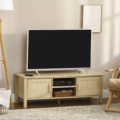 HOMCOM Boho TV Stand For 60Inch Entertainment Center W/ Storage Shelf • $92.99