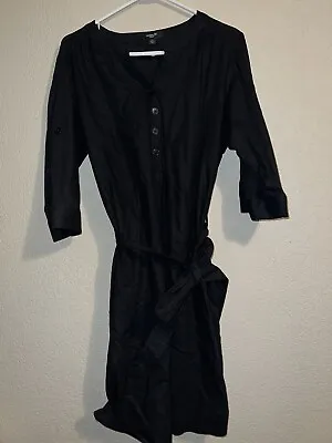 LA REDOUTE Womens Black Linen Dress With Pockets Size 16W • $20
