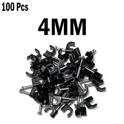 £2.50 • Buy BLACK ROUND COAX CABLE CLIPS 4, 5, & 6mm FIXING NAIL IN BULK PACK FOR WIRES UK