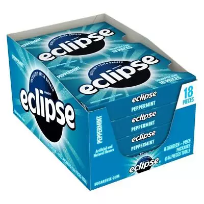 Eclipse Gum Peppermint Sugar Free Chewing Gum 18 Pieces (8 Packs) • $12.49
