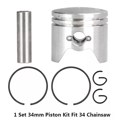 1 Set 34mm Piston Kit Fit Gaslione Chainsaw 34 Chainsaw Spare Parts Set • £9.08