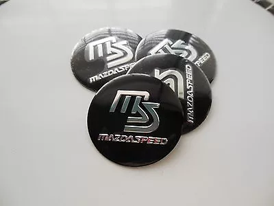 Mazda Speed Wheel Center Cap  Emblems Set 4 Aluminum Stickers Decal 3d Black • $34.95