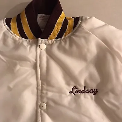 Vintage Cheerleader Jacket Lindsay Nylon Made In USA Bomber James Hart • $15