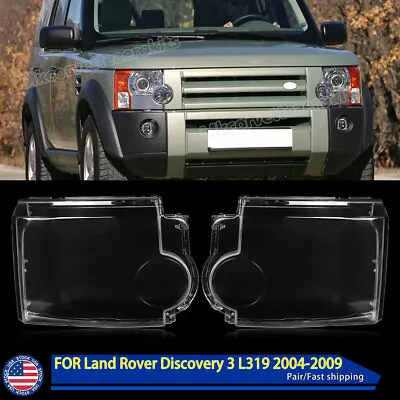 Pair Headlight Headlamp Lens Cover For Land Rover Discovery 3 L319 2004-2009 USA • $225.99