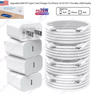 Bulk Lot New USB C PD Fast Charger For IPhone 11/12/13/14 Type C Adapter Cable • $10.41