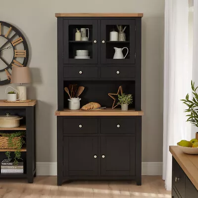 Cheshire Black Painted Oak Medium Glazed Dresser Sideboard • £779