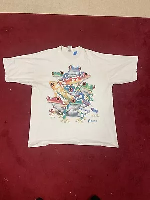 Vintage Hawaii Rainbow Frogs Art Graphic Shirt White Men’s XL • $19.99