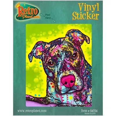 Pit Bull Brindle Dog Dean Russo Vinyl Sticker Laptop Bumper Luggage Decal • $4.95