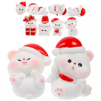 10 Christmas Bear Figurines Mini Ornaments For Snow Globes & Dollhouse-ME • £9.35