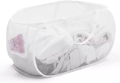 Mesh Pop Up Laundry Basket With Strong Handles Large Opening Collapsible Clothe • $10.58