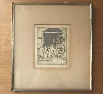 Bror Julius Olsson-nordfeldt Early Etching Print Framed  Shop In Venice  • $240