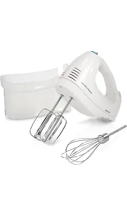HAMILTON BEACH 6 Speed HAND MIXER Beaters And Whisk WITH SNAP-ON CASE WHITE NIB • $23.69