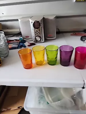 Set Of 5 Colored Juice Glasses • $12.97