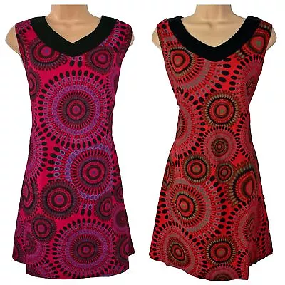 New Fair Trade Circle Print Cotton Dress 14 16 18 20 Hippy Hippie Boho Summer • £29.69